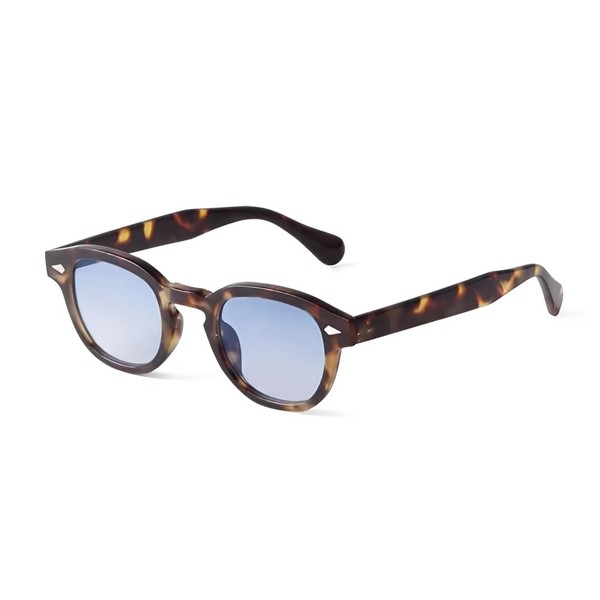 No Name Ltd Kleine runde geometrische Schildpatt-Sonnenbrille mit Leopardenmuster, Retro-Tierdruck,