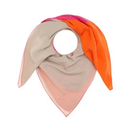 Zwillingsherz Muslin Square Scarf with Wool for Women Girls Boys - High-Quality Cotton Neckerchief with Block Stripes - Women's Scarf Transition Scarf - Knitted Goods Spring Summer Autumn, Beige Pink