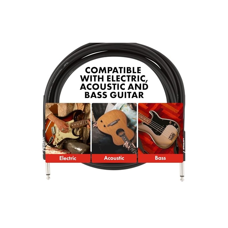 Fender Professional Series Cable para Guitarra y Bajo, Recto/Ángulo, 10