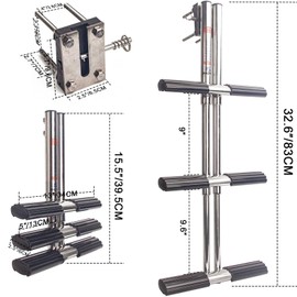 Mojiate 3-Step Stainless Steel Dive Ladder - Heavy Duty Telescoping Boat Ladder for Marine, Yacht, RV, Pontoon & Pool Use