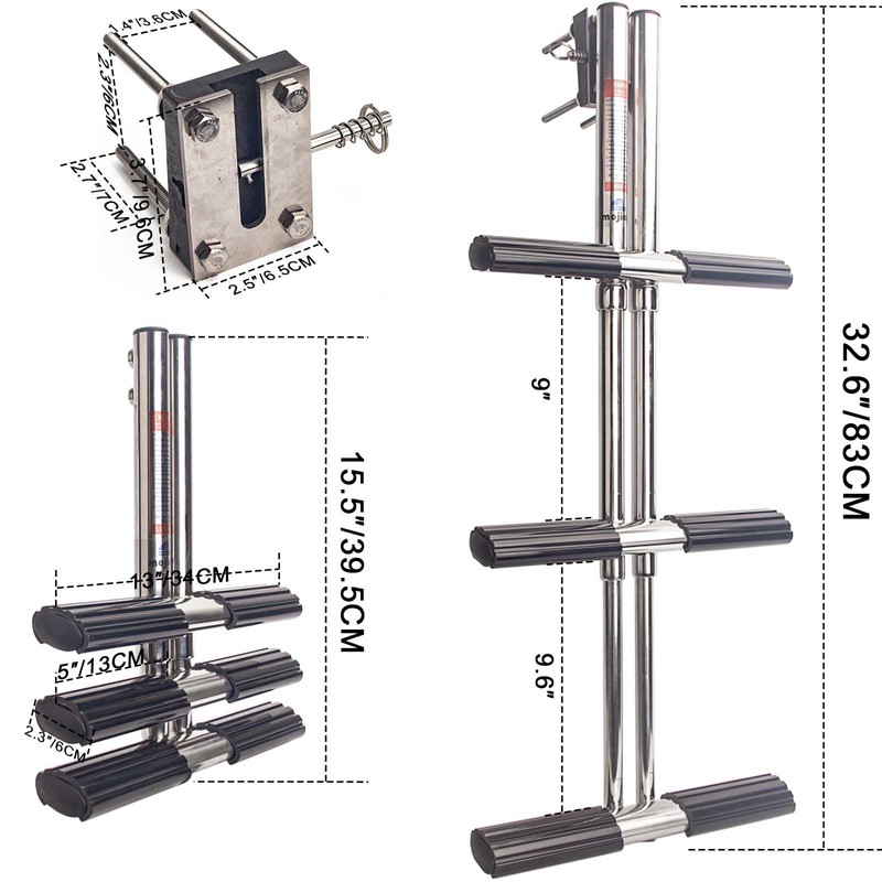 Mojiate 3-Step Stainless Steel Dive Ladder - Heavy Duty Telescoping
