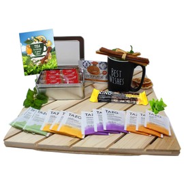 Perfect TEA LOVERS gift for women / men, mother's day mom gift, Tazo tea bags, Mug, Cookies, Honey, cinnamon, GET WELL SOON gift, thinking of you or thank you care package gift basket