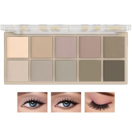 10 Shades Nude Matte Eyeshadow Palette,Shimmer Naked Eyeshadow Palette,Eye Shadow Palette Natural Flash Waterproof Durable Smoked Professional Makeup Palette With Brush 04