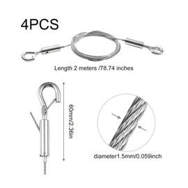 ZSRVAJ 4 PCS Picture Hanging Wire, Picture Wire, 2mx1.5mm Double Hook Adjustable Picture Wire Hanging, Picture Wire Hanging Kit for Hanging Mirrors Picture Photo Frames Wall Art DIY Holder