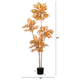 Nearly Natural 5ft. Autumn Minimalist Sumac Artificial Fall Tree