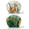 Cabreche 2 PCS Shower Cap Reusable Waterproof Double Layers Hair