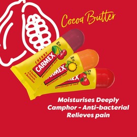 Carmex CARMEX Minis Lip Balm Tube Trio Pack, SPF15 (Cherry, Strawberry & Pineapple Mint) Soothes, relieves, and moisturises for soft, healthy-looking lips