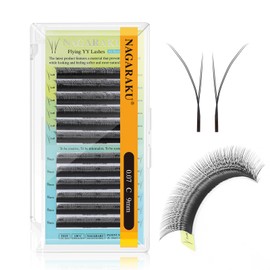 NAGARAKU Flying YY Eyelash Extensions Supplies y lash 0.07mm C curl 9mm Premade Fans 4D Russian Volume Y Shape Faux Mink Matte 12 rows Cluster pre Fanned Wispies Crisscross Eye Lashes