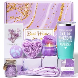 Regalos de Cumpleaños para Mujer, Canasta de Spa Relajante para Mujeres, Paquete de Cuidado Personal para mujeres, Regalos de Día de la Mujer, Caja de Regalos para Ella, Mamá, Hermana, Novia