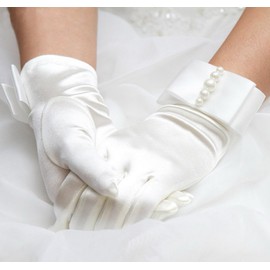 Aivtalk Buckingham Palace Wrist Length Stretch Gloves with Pearls
