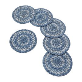 Homespice Denim Premium Jute Braided Trivet 8" (Set of 6) Round Reversible, Natural Jute Yarn Rustic, Country, Primitive, Farmhouse Style - 30 Day Risk Free Purchas