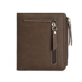 GOIACII Small Wallets for Men and Women Compact Bifold Credit Card Holder Minimalist with 2 Zipper Coin Pockets