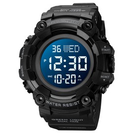 FANMIS Mens Military Multifunction Digital LED Watch Electronic Waterproof Alarm Quartz Sports Watch (Y Black Black)