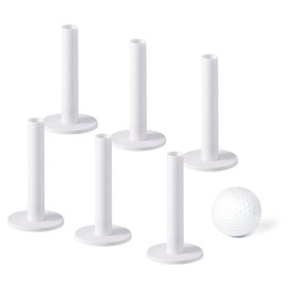 MAZEL Premium Rubber Golf Tees Pack of 6 - High Performance Rubber Tees for Driving Range & Indoor Outdoor Practice Mat (6 Pack 3 1/4"+1 Ball)