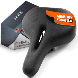 ANFIL® Bicycle Saddle - Maximum Riding Comfort - Ergonomic Bicycle Saddle with Memory Foam 3.0 - for Men and Women - Comfortable and Soft - with Optimised Pressure Distribution for Long Rides - The