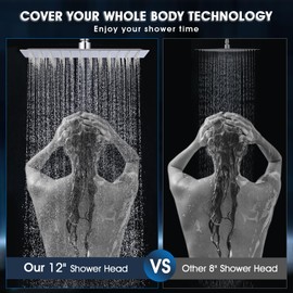 PDPBath All Metal Rainfall Shower Head with Handheld, 12'' High Pressure Rain Shower Head with Adjustable Extension Arm Z-shaped, 79" Extra Long Hose, 3-Way Diverter, Chrome