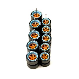 Shop164 5x Pack Wheels Advan V2 11/13mm Size W/ Rubber Tires for 1/64 HW GULF colors