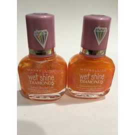 Maybelline LOT OF 2 Maybelline Wet Shine Diamonds Shine Nail Color Polish OUT LOUD ORANGE