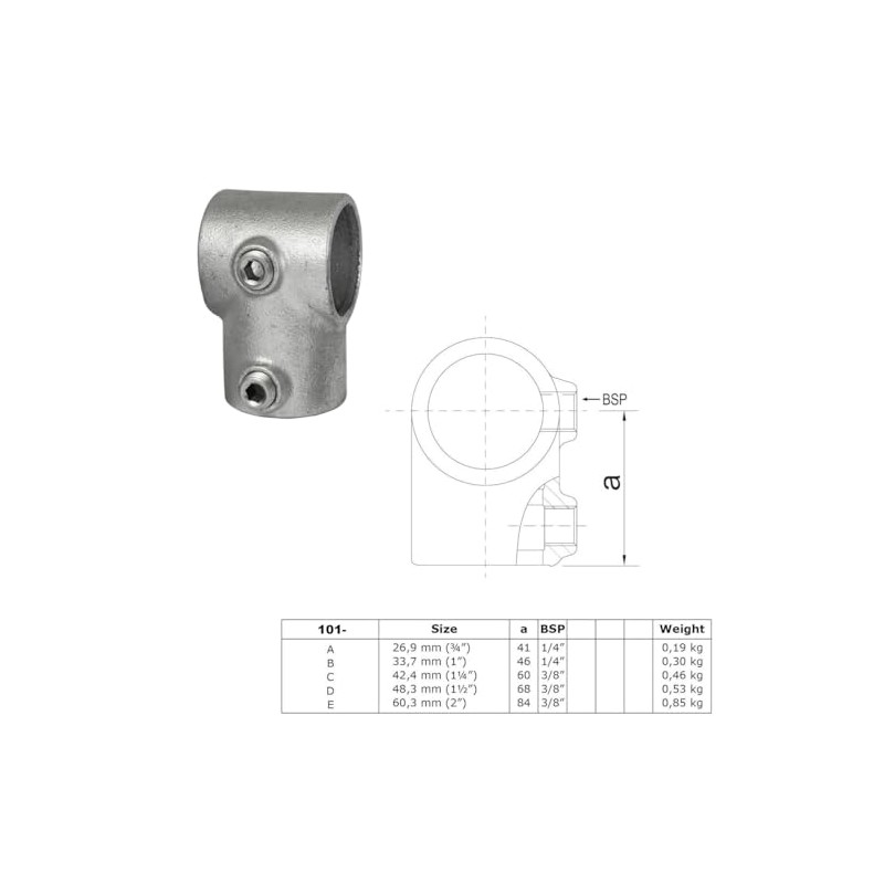 WITTKOWARE Pipe Connector Made of Galvanised Malleable Cast Iron for