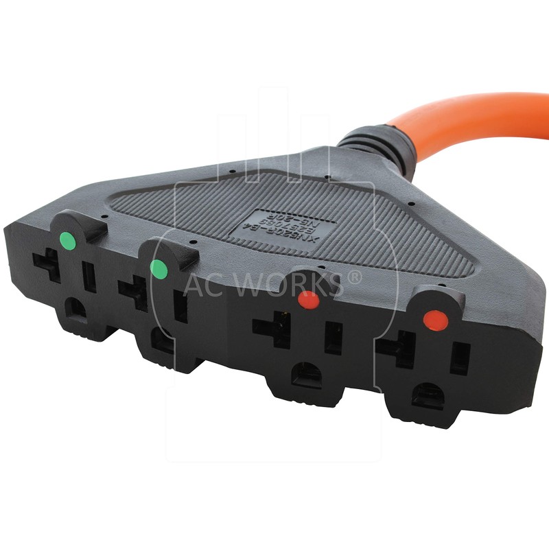AC WORKS L14-20P 20Amp 4-Prong Generator Locking Plug to (4)
