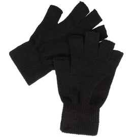 Mens Black Fingerless Gloves One Size Fits All by MAGIC GLOVES