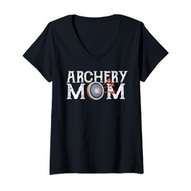 Womens Archery Archer Mom Target Proud Parent Bow Arrow V-Neck T-Shirt