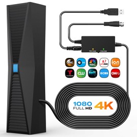 2025 Antenna for Smart TV, Long Range TV Antenna Indoor/Outdoor with 360° Signal Booster, Digital TV Antenna for Local Channels, Supports All Smart/Old TVs and 4K 1080P VHF UHF