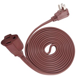 YOJOE Indoor Extension Cord, 3 Prong Grounded 13A Power Cord, 16 Gauge Heavy Duty 10 ft Brown Flat Plug Extension Cord for Home, Office, 16/3 SPT-3 UL Certified