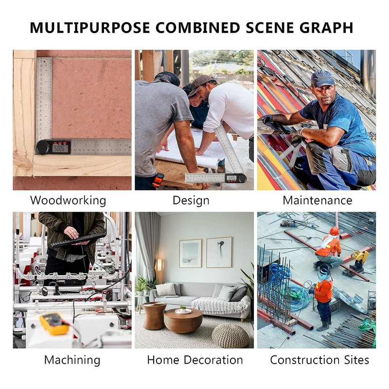Digital Angle Ruler 200mm 360 Degree Lockable LCD Clear Display