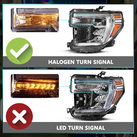 TUSDAR【Halogen Turn Signal Model Fits For 2019 2020 2021 GMC Sierra 1500 w/LED DRL Headlight Assembly Replacement OE Style Factory Headlamp Left Driver Side LH