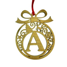 Laser cut Christmas tree bauble decoration: Letter A