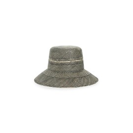 Brixton Women's Lopez Panama Straw Bucket Hat, Catalina Sand/Black, L