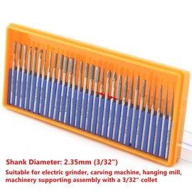 JINGLING Diamond Grinding Head Set Carving Bur Rotary Bit for Electric Nail Drill Shank 3/32"