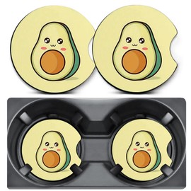 2 Pack Car Coasters for Cup Holders,Avocado Car Cup Holder Coasters,2.75" Universal Size Anti Slip Rubber Mat,Automotive Interior Accessories,Automotive Cup Holder Decal Decor for Women,Men