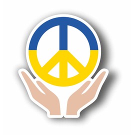 AMA SHOP Sticker Contoured Symbol Peace Flag Ukraine in your hands| Car Stickers | Sticker for Helmet, Motorcycle, Camper | PVC Sticker for Wall Decal Mural