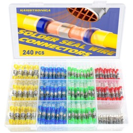 Haisstronica 240PCS Solder Seal Wire Connectors Kit, 26-10 Gauge Marine Grade Heat Shrink Butt Connectors, Waterproof, 5 Colors/5 Sizes