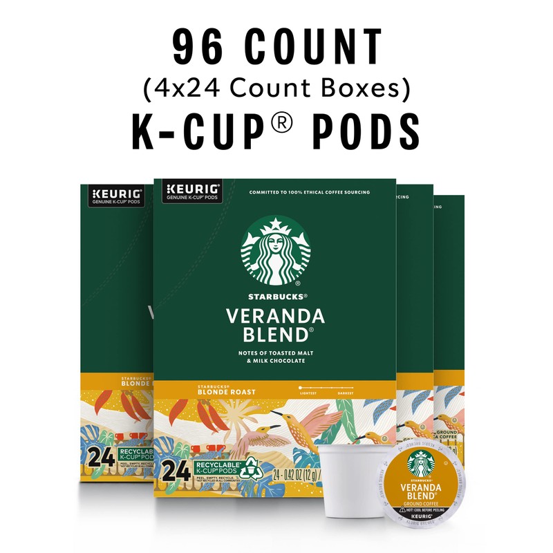 Starbucks K-Cup Coffee Pods, Starbucks Blonde Roast Coffee, Veranda Blend