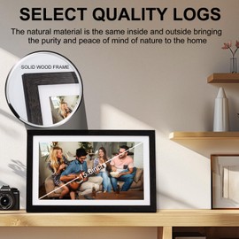 IIQ 15.6-inch Digital Picture Frame with Touch Screen - Auto-Rotation, 1080P IPS Display, 32GB, Dual WiFi & Frameo App, Modern Wooden Frame for Weddings, Home & Photographers