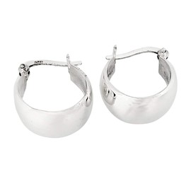 TreasureBay 925 Sterling Silver 9x17mm Chunky Huggie Hoop Earrings for Women – Bold Polished Dome Hoops Lightweight Gift Jewelry