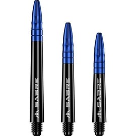 Mission Darts Sabre Shafts | Durable Black Polycarbonate Stems with Coloured Aluminium Top | 5 Sets of 3 Shafts | Blue| Medium (S1518)