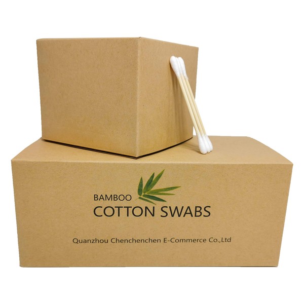 Organic Cotton Swabs Large Size 860pcs, Longer Bamboo Stick and