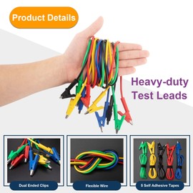 EXQUMART 5 Pcs Heavy Duty Alligator Clips Electrical, Dual Ended Alligator Clip Leads with Insulated PVC Shell, 3.3ft/1m Flexible 15A Copper Test Leads with Alligator Clips for Electrical Testing