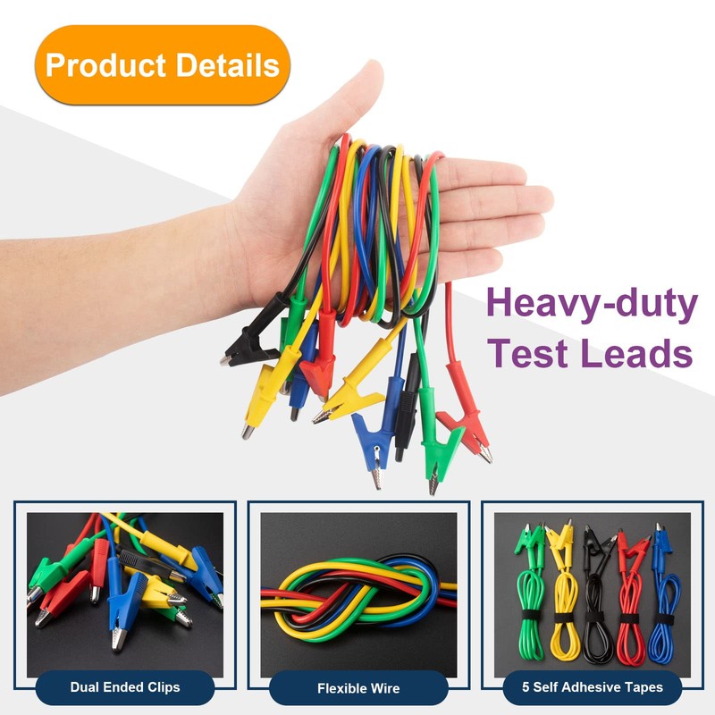 EXQUMART 5 Pcs Heavy Duty Alligator Clips Electrical, Dual Ended