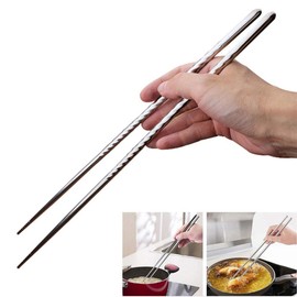 Daycount 5 Pairs Extra Long Chopsticks for Cooking, Frying, 15'' Length Stainless Steel Spiral Chopsticks Tableware Dinnerware