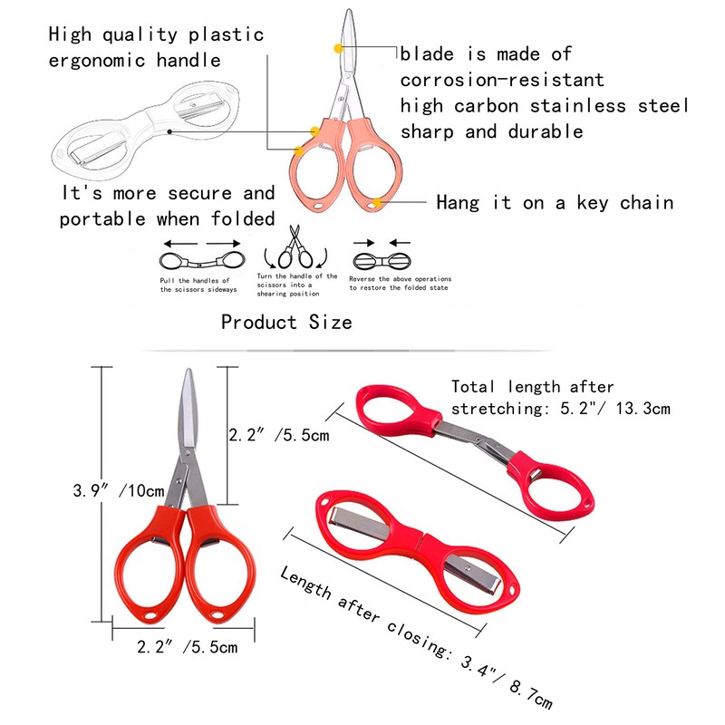 30 pieces Folding Travel Scissors Stainless Steel Portable foldable scissors