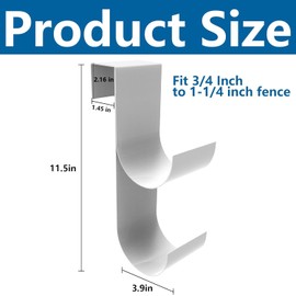 codree 2 PCS Pool Fence Hooks for Pool Equipment, White Heavy Duty Fence Hooks for Pool Poles, Slipe-on Fence Hanger for Pool Hose Pool Skimmer, Fit 3/4 Inch to 1-1/4 inch Railing