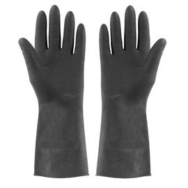 Elliott Heavy Duty Household and Maintenance Rubber Gloves, Medium Size Gloves with breathable flock Lining and non-slip grip, One pair of Black Gloves