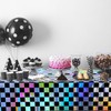 2Pack Iridescent Checkered Plastic Tablecloth, Shiny Disposable Laser Rectangle Table