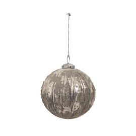 Creative Co-Op 6" Round Flocked Glass Ornament
