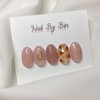 [Handmade Nail Tips] Pumpkin Leopard Nails - Coffin Egg /